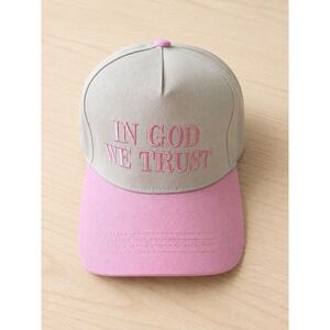 Zenana In God We Trust Baseball Cap Pink Cream Embroidered Adjustable Hat‎ New